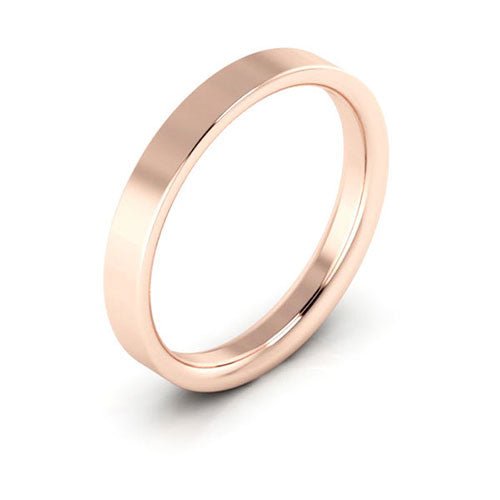 14K Rose Gold 3mm flat comfort fit wedding band - DELLAFORA