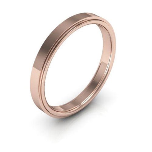 14K Rose Gold 3mm flat edge design comfort fit wedding band - DELLAFORA