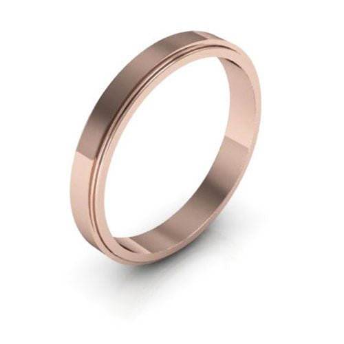 14K Rose Gold 3mm flat edge design wedding band - DELLAFORA