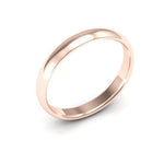 14K Rose Gold 3mm half round comfort fit wedding band - DELLAFORA