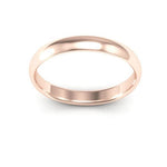 14K Rose Gold 3mm half round comfort fit wedding band - DELLAFORA