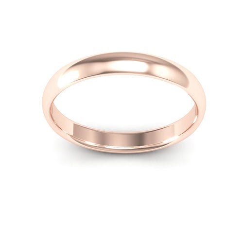 14K Rose Gold 3mm half round comfort fit wedding band - DELLAFORA