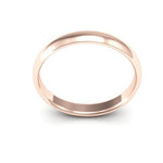 14K Rose Gold 3mm half round comfort fit wedding band - DELLAFORA