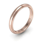 14K Rose Gold 3mm half round edge design comfort fit wedding band - DELLAFORA