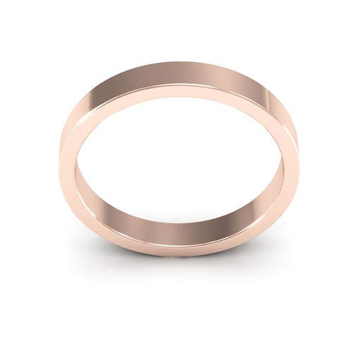 14K Rose Gold 3mm heavy weight flat wedding band - DELLAFORA