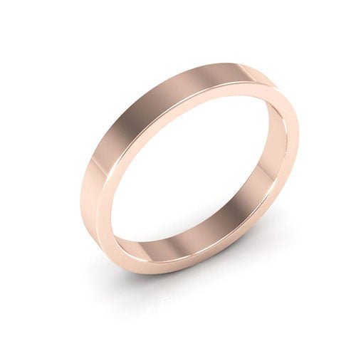 14K Rose Gold 3mm heavy weight flat wedding band - DELLAFORA