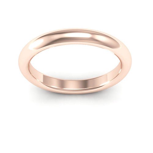 14K Rose Gold 3mm heavy weight half round comfort fit wedding band - DELLAFORA