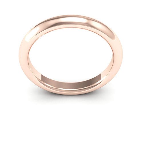 14K Rose Gold 3mm heavy weight half round comfort fit wedding band - DELLAFORA