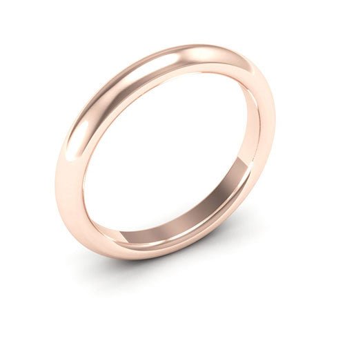 14K Rose Gold 3mm heavy weight half round comfort fit wedding band - DELLAFORA