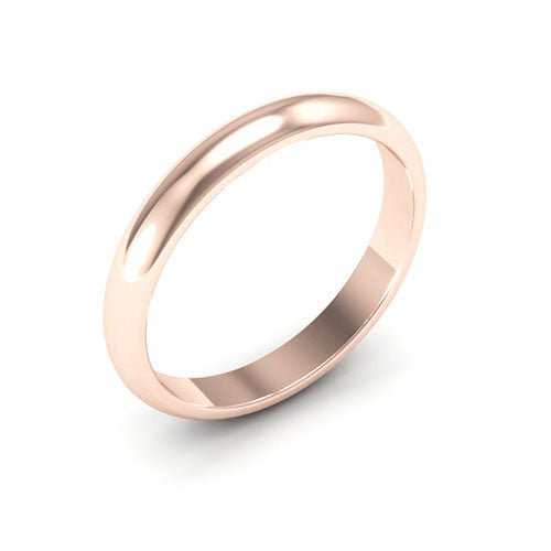 14K Rose Gold 3mm heavy weight half round wedding band - DELLAFORA