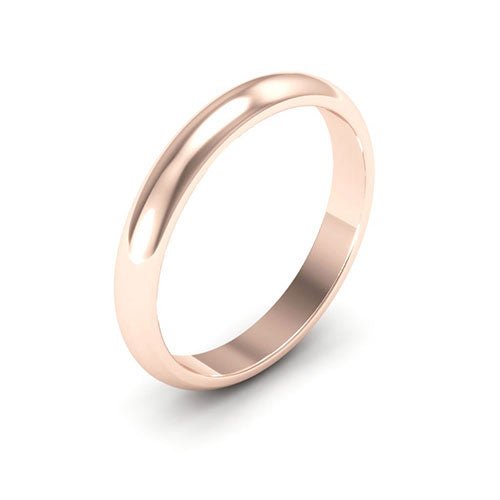 14K Rose Gold 3mm heavy weight half round wedding band - DELLAFORA