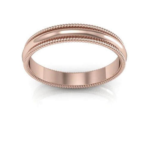 14K Rose Gold 3mm milgrain wedding band - DELLAFORA