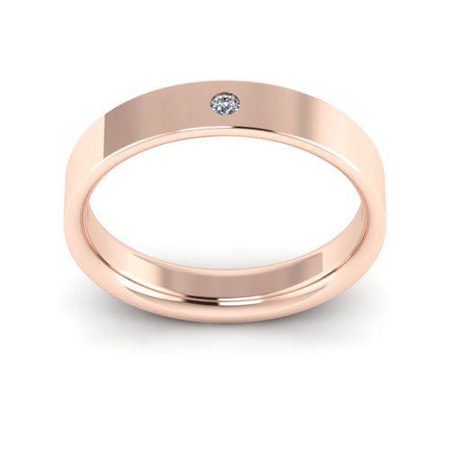 14K Rose Gold 4mm flat comfort fit diamond wedding band - DELLAFORA