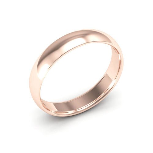 14K Rose Gold 4mm half round comfort fit wedding band - DELLAFORA