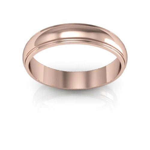 14K Rose Gold 4mm half round edge design wedding band - DELLAFORA