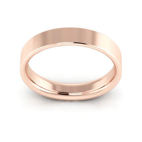 14K Rose Gold 4mm heavy weight flat comfort fit wedding band - DELLAFORA