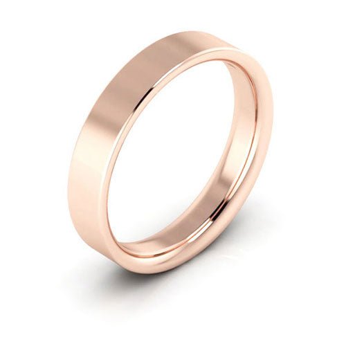 14K Rose Gold 4mm heavy weight flat comfort fit wedding band - DELLAFORA