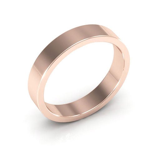 14K Rose Gold 4mm heavy weight flat wedding band - DELLAFORA