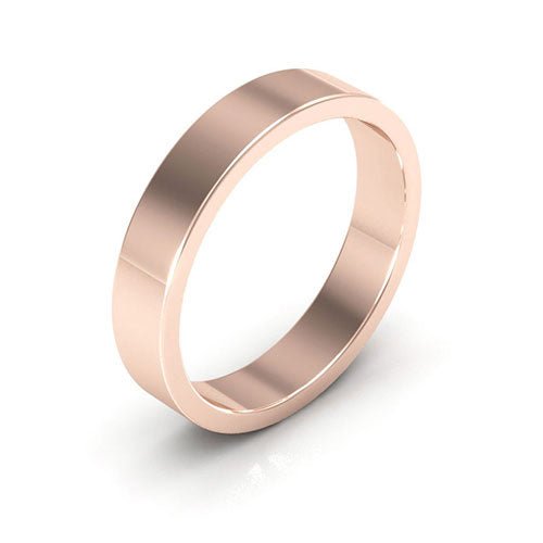 14K Rose Gold 4mm heavy weight flat wedding band - DELLAFORA