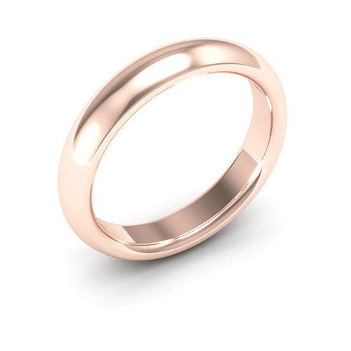 14K Rose Gold 4mm heavy weight half round comfort fit wedding band - DELLAFORA