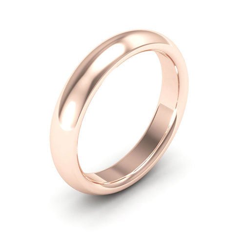 14K Rose Gold 4mm heavy weight half round comfort fit wedding band - DELLAFORA