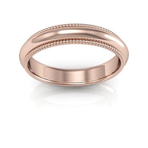 14K Rose Gold 4mm milgrain comfort fit wedding band - DELLAFORA