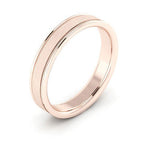 14K Rose Gold 4mm milgrain raised edge design brushed center comfort fit wedding band - DELLAFORA