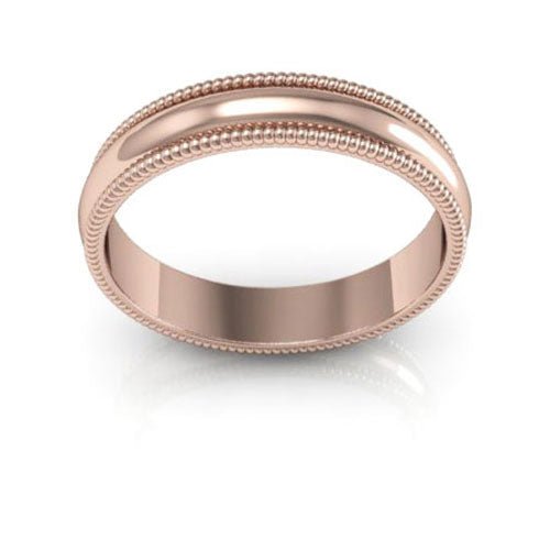 14K Rose Gold 4mm milgrain wedding band - DELLAFORA