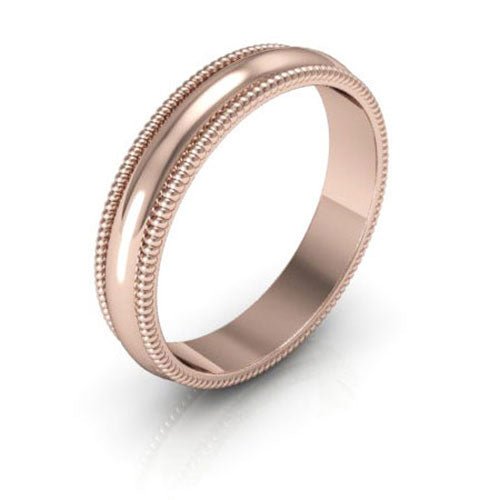 14K Rose Gold 4mm milgrain wedding band - DELLAFORA