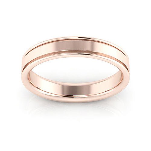 14K Rose Gold 4mm raised edge design comfort fit wedding band - DELLAFORA