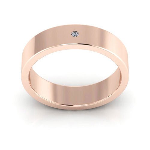 14K Rose Gold 5mm flat diamond wedding band - DELLAFORA