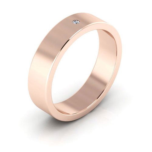 14K Rose Gold 5mm flat diamond wedding band - DELLAFORA