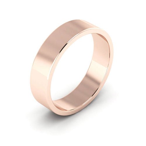 14K Rose Gold 5mm flat wedding band - DELLAFORA