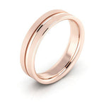 14K Rose Gold 5mm grooved design brushed comfort fit wedding band - DELLAFORA