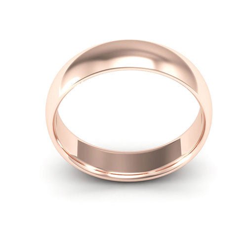 14K Rose Gold 5mm half round comfort fit wedding band - DELLAFORA