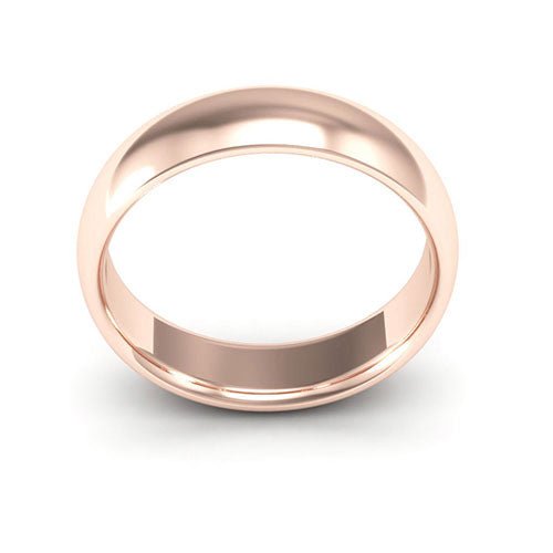 14K Rose Gold 5mm half round comfort fit wedding band - DELLAFORA