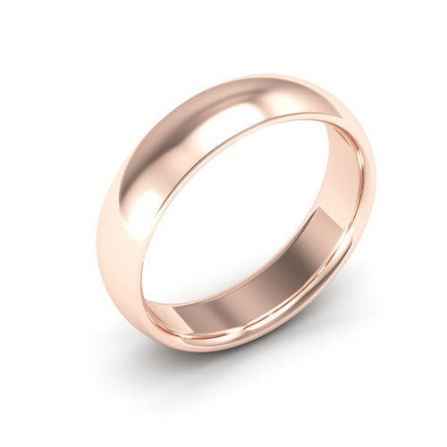 14K Rose Gold 5mm half round comfort fit wedding band - DELLAFORA