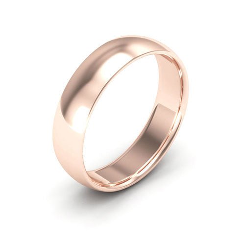 14K Rose Gold 5mm half round comfort fit wedding band - DELLAFORA