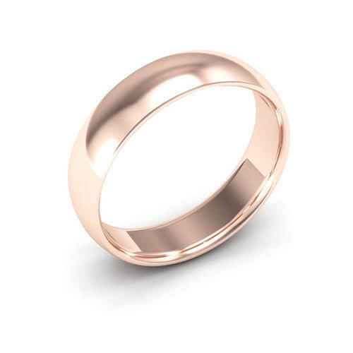 14K Rose Gold 5mm half round comfort fit wedding band - DELLAFORA