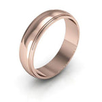 14K Rose Gold 5mm half round edge design wedding band - DELLAFORA