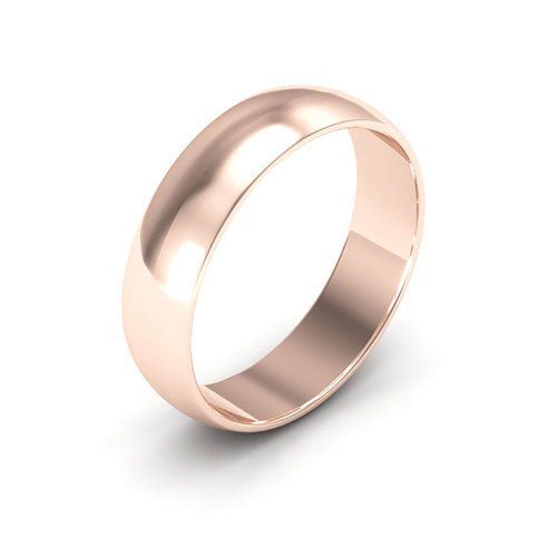 14K Rose Gold 5mm half round wedding band - DELLAFORA