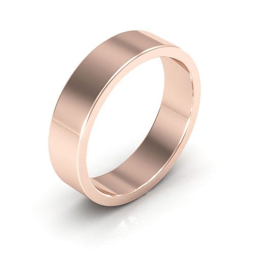 14K Rose Gold 5mm heavy weight flat wedding band - DELLAFORA