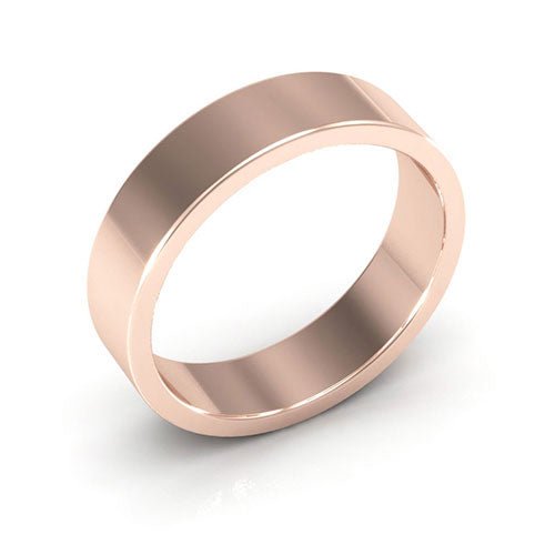 14K Rose Gold 5mm heavy weight flat wedding band - DELLAFORA