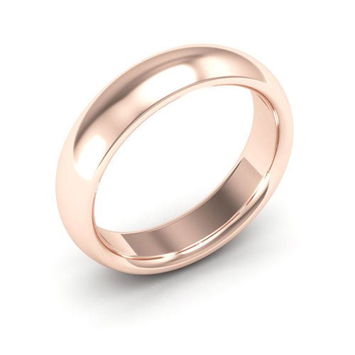 14K Rose Gold 5mm heavy weight half round comfort fit wedding band - DELLAFORA