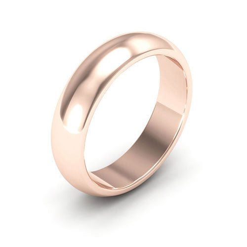 14K Rose Gold 5mm heavy weight half round wedding band - DELLAFORA