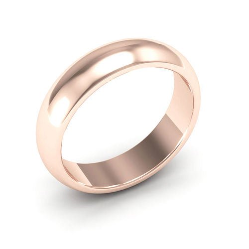 14K Rose Gold 5mm heavy weight half round wedding band - DELLAFORA