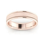 14K Rose Gold 5mm milgrain raised edge design brushed center comfort fit wedding band - DELLAFORA