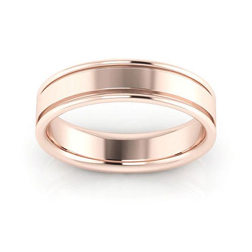 14K Rose Gold 5mm raised edge design comfort fit wedding band - DELLAFORA