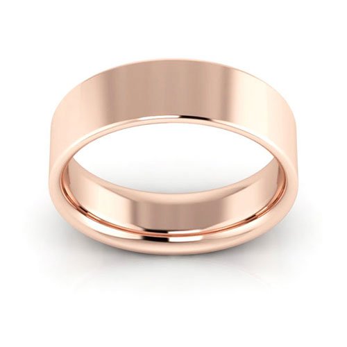 14K Rose Gold 6mm flat comfort fit wedding band - DELLAFORA