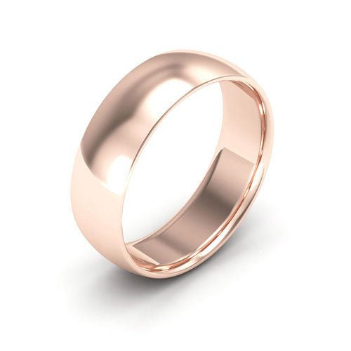 14K Rose Gold 6mm half round comfort fit wedding band - DELLAFORA